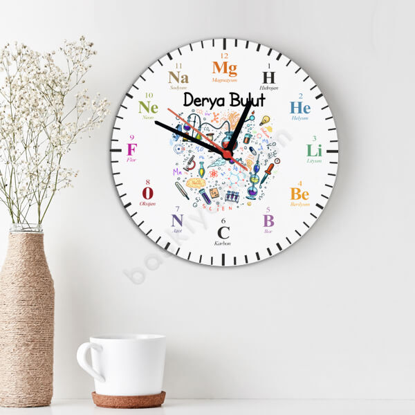 Kimyatemalı Ahşap Daire Duvar Saati online tasarla