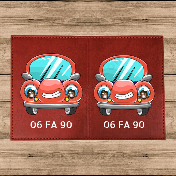 Kırmızı Araba Tasarımlı Termo Deri Kırmızı Ruhsat Kabı online tasarla