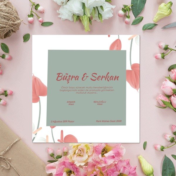 Kırmızı Beyaz Çiçekli online tasarla