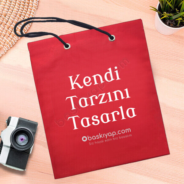 Kırmızı Bez Çanta Tasarla online tasarla
