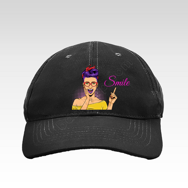 Popart Baskılı Siyah Bez Şapka online tasarla