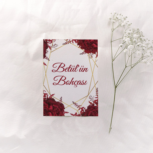 Kırmızı Çiçekli Gold Çerçeveli online tasarla