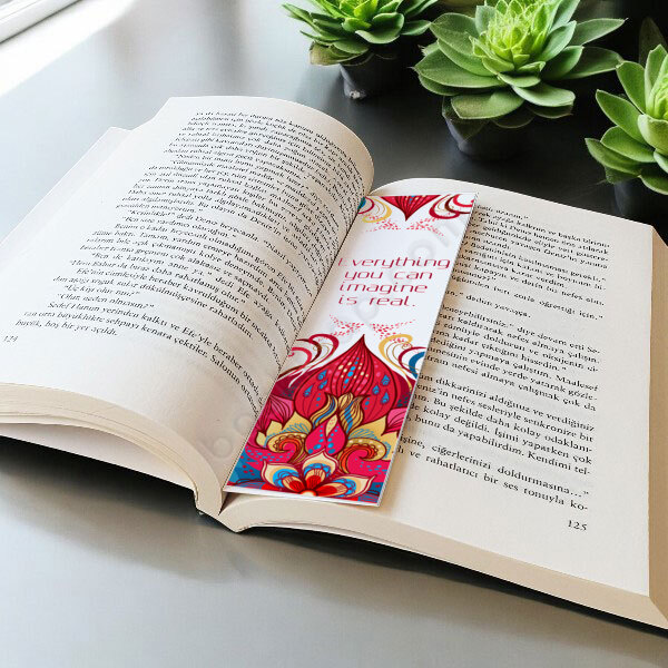 Kırmızı Desenli Kitap Ayracı online tasarla