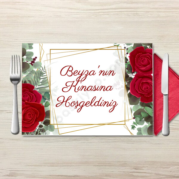 Kırmızı Gül Tasarımlı Kişiye Özel Amerikan Servis online tasarla