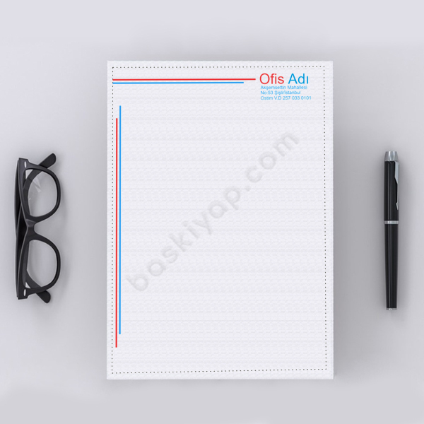 Kırmızı Mavi Tasarımlı Antetli Kağıt online tasarla