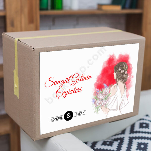 Kırmızı Soft Çeyiz Etiketi online tasarla