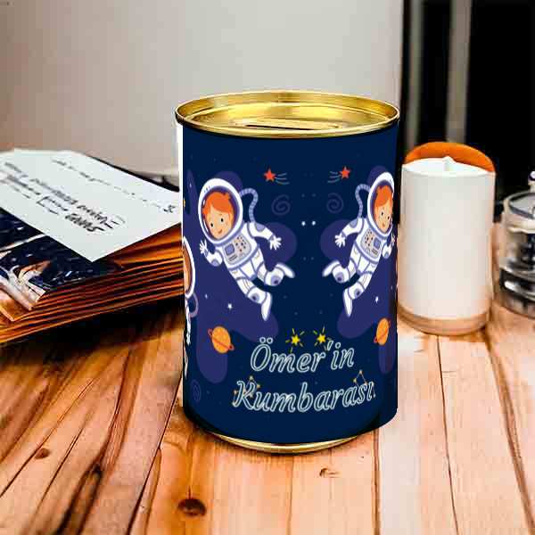 Kişiye Özel Astronot Tasarımlı Gold Metal Kumbara online tasarla