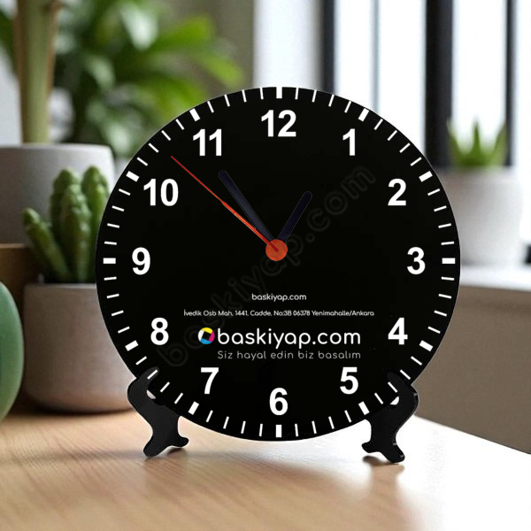 Kişiye Özel Baskılı Ahşap Yuvarlak Masa Saati online tasarla