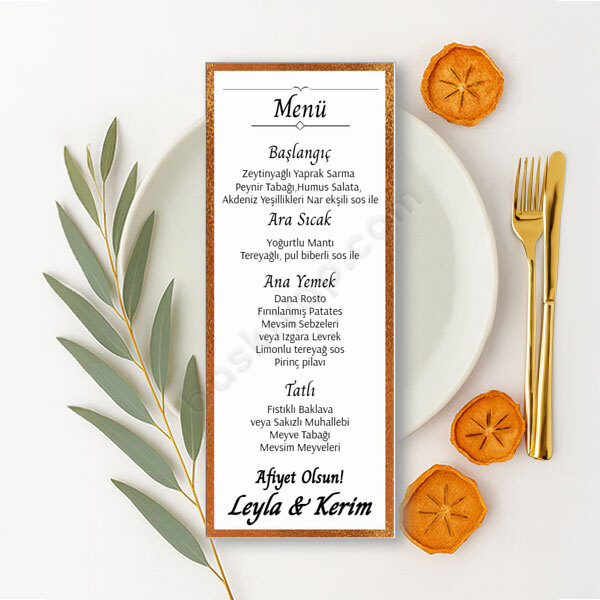 Kişiye Özel Çerçeveli Dikdörtgen Menü Kartı online tasarla