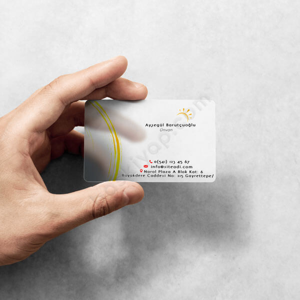Kişiye Özel Güneş Temalı Pvc Şeffaf Kartvizit online tasarla