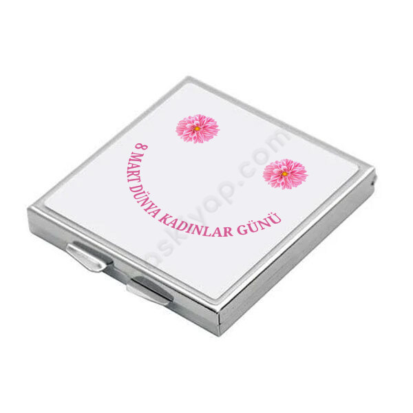 Kişiye Özel Kadınlar Günü Hediyesi Kare Makyaj Aynası online tasarla