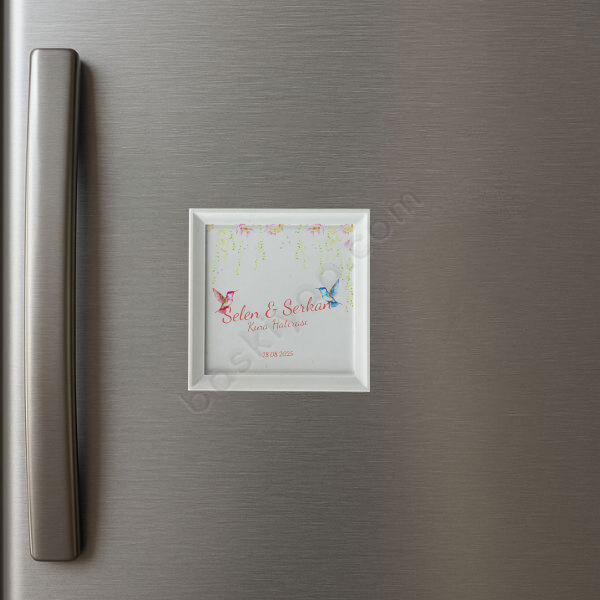 Kişiye Özel Kına Hatırası Çerçeveli Kare Magnet online tasarla