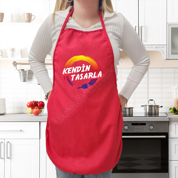 Kişiye Özel Kırmızı Mutfak Önlüğü online tasarla