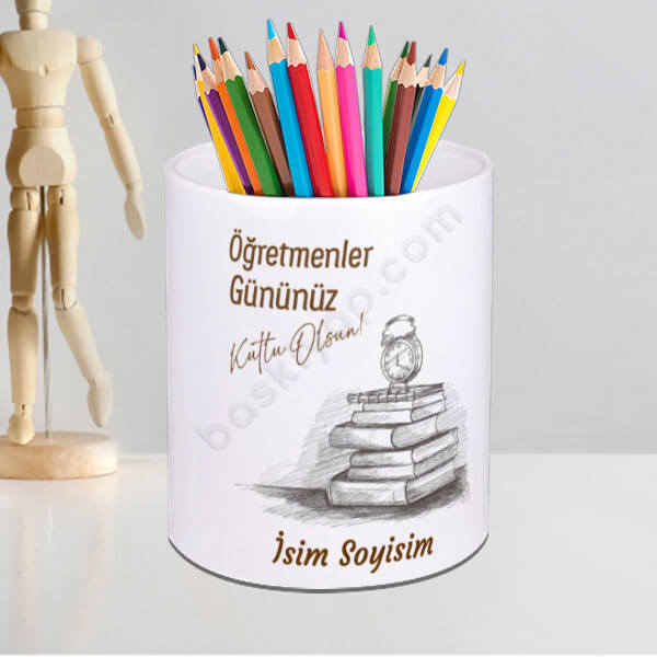 Kişiye Özel Öğretmenler Günü Hediyesi Porselen Kalemlik online tasarla