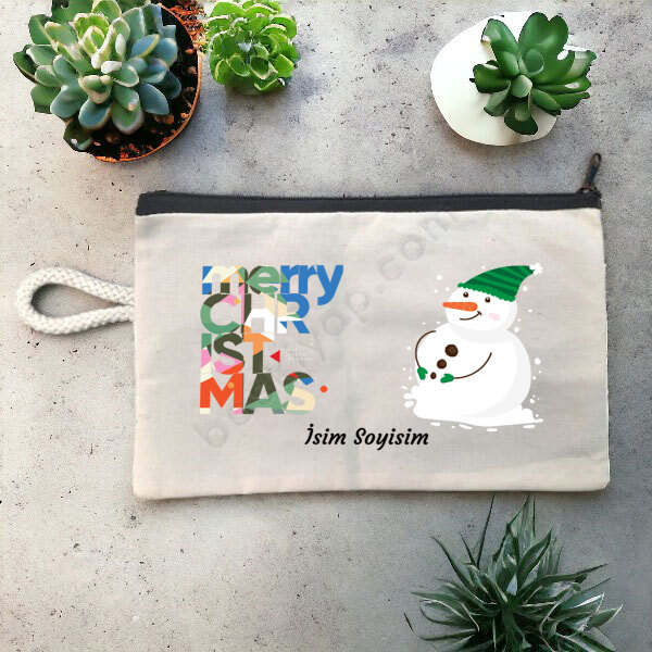 Kişiye Özel Yeni Yıl Temalı Baskılı Bez Kalemlik online tasarla