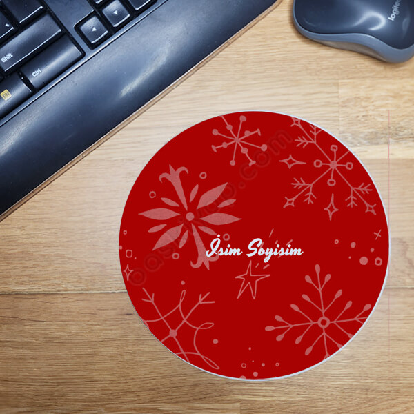 Kişiye Özel Yeni Yıl Temalı Yuvarlak Mouse Pad online tasarla
