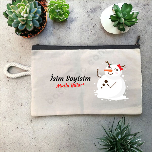 Kişiye Özel Yılbaşı Tasarımlı Bez Kalemlik online tasarla