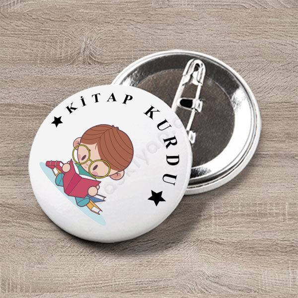 Kitap Kurdu Tasarımlı Rozet online tasarla