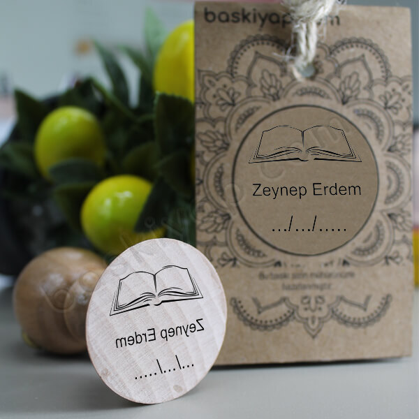 Kitap Tasarımlı Kütüphane Kaşesi online tasarla