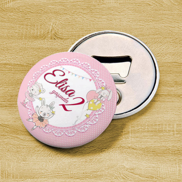 Kız Çocuk Doğum Günü Tasarımlı Magnetli Açacak online tasarla