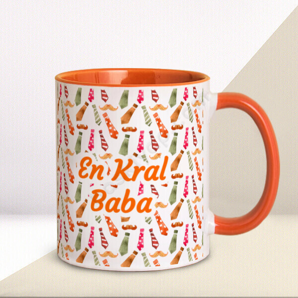 Kravatlı Babalar Günü Kişiye Özel Baskılı Turuncu Kupa Bardak online tasarla