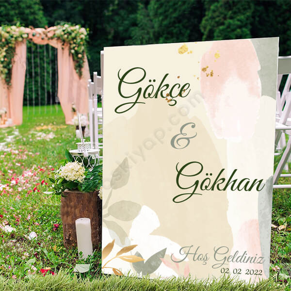 Krem Çiçekli Ayaklı Pano online tasarla