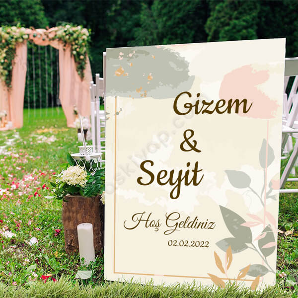 Krem Yeşil Tasarım Ayaklı Pano online tasarla