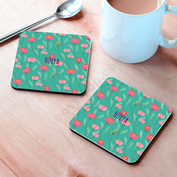 Küçük Çiçekler Tasarım Bardak Altlığı online tasarla