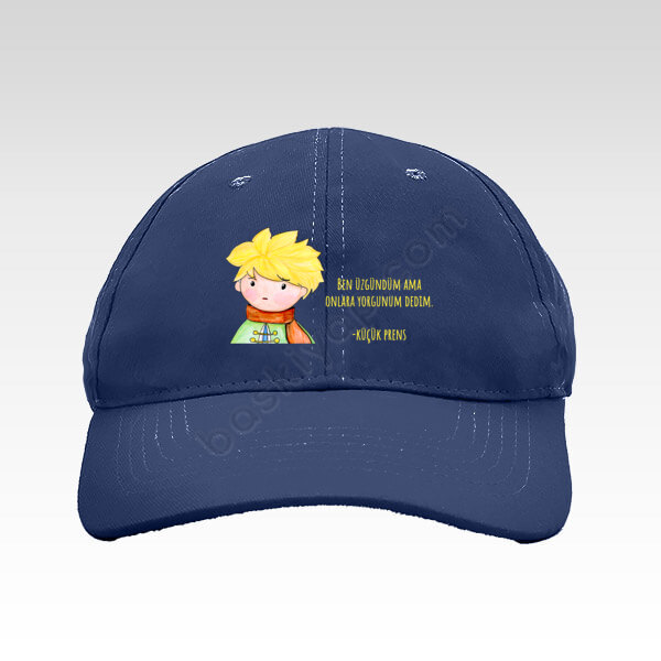 Küçük Prens Baskılı Lacivert Bez Şapka online tasarla