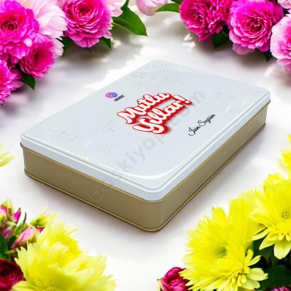 Kurumsal "2025" Yeni Yıl Promosyonu Gold-Beyaz Teneke Kutu online tasarla