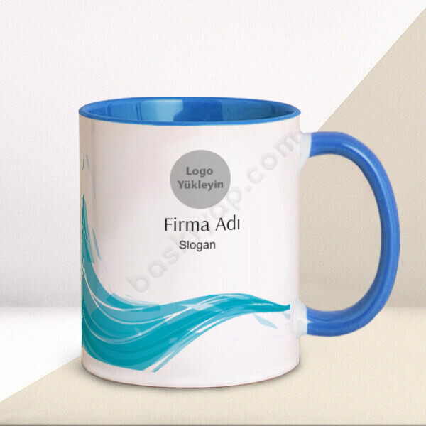 Kurumsal Kimlik - Dalgalı Mavi Tasarımlı Kupa online tasarla
