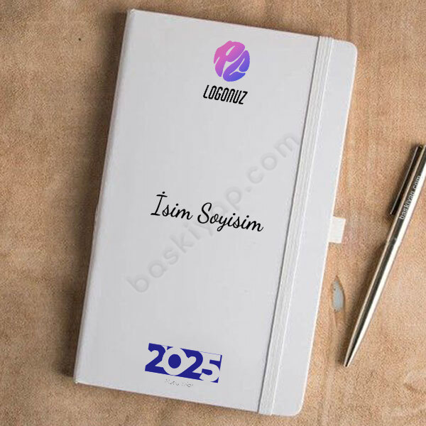 Kurumsal "Tarihsiz" Yeni Yıl Temalı Beyaz Ajanda Defter online tasarla