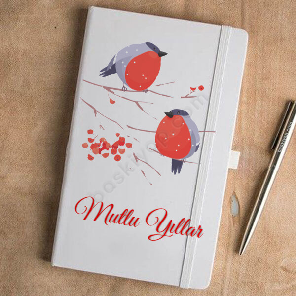 Kuş Tasarımlı Beyaz Ajanda online tasarla