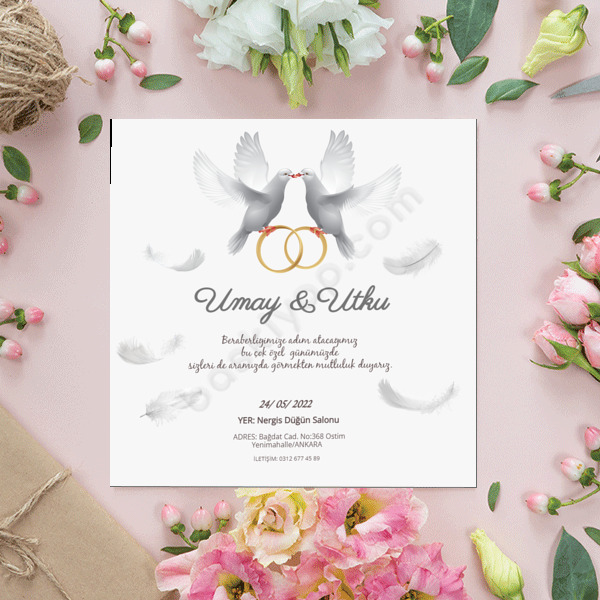 Kuşlar Tasarımı  Davetiye online tasarla