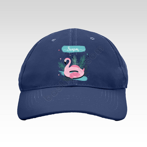 Flamingo Baskılı Lacivert Bez Şapka online tasarla