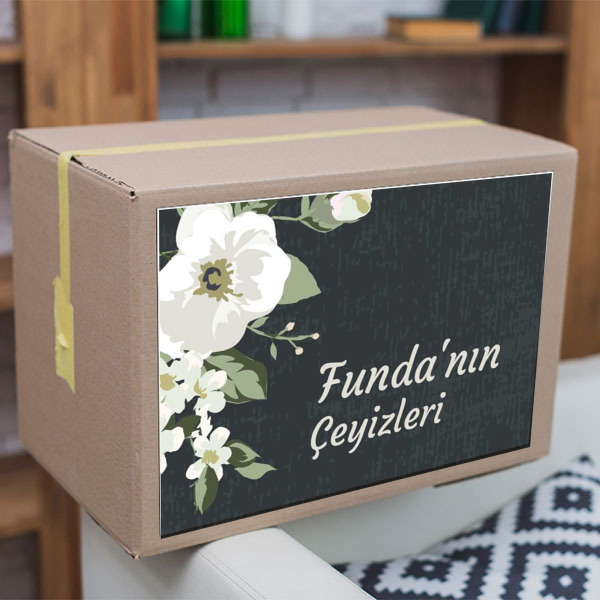 Lacivert Desenli Çeyiz Etiketi online tasarla