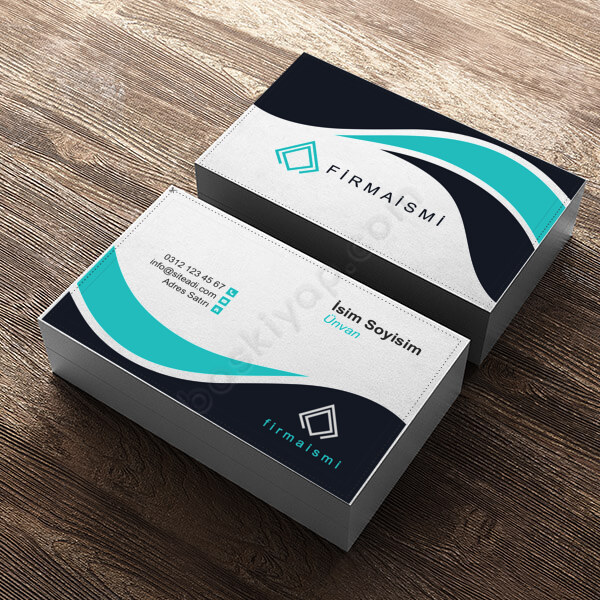 Lacivert-Turkuaz Kurumsal Firma Kartviziti online tasarla