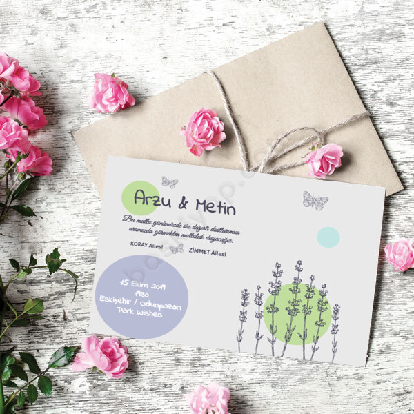 Lavantalı Kelebekli Davetiye online tasarla