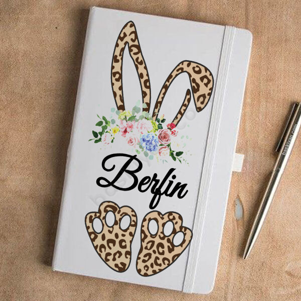 Leopar Tavşan Tasarımlı Tarihsiz Beyaz Ajanda online tasarla