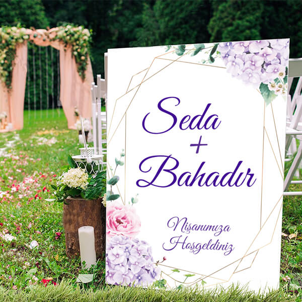 Lila Leylaklı Ayaklı Pano online tasarla