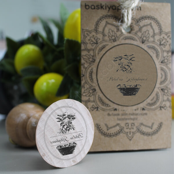 Limon Ağacı Tasarımlı Ahşap Saplı Kütüphane Kaşesi online tasarla