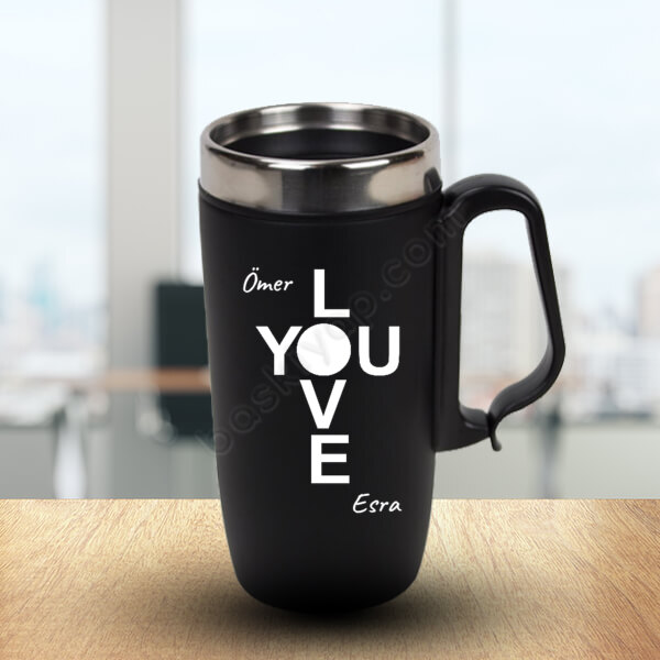Love You Baskılı Termos Bardak online tasarla