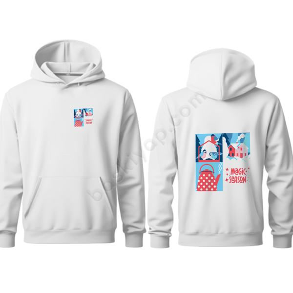 "Magic Season" Tasarımlı Kapşonlu Beyaz Sweatshirt online tasarla