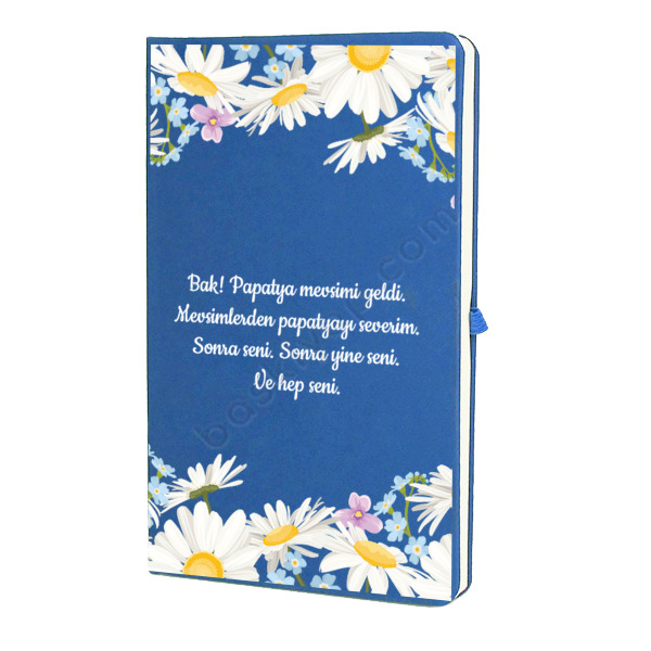 Papatya Tasarımlı Mavi Ajanda Defter online tasarla
