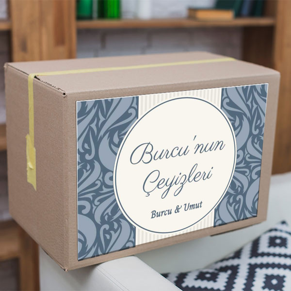 Mavi Desenli Etiket online tasarla