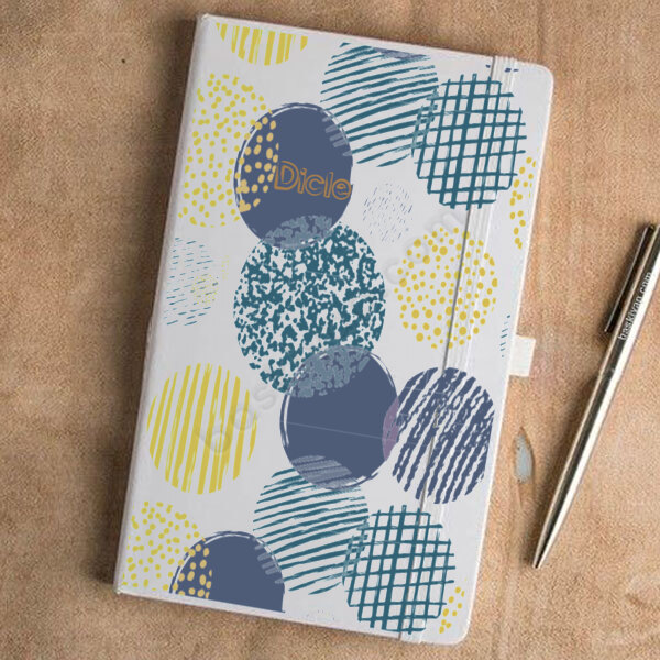 Mavi Desenli Tasarım Tarihsiz Beyaz Ajanda online tasarla