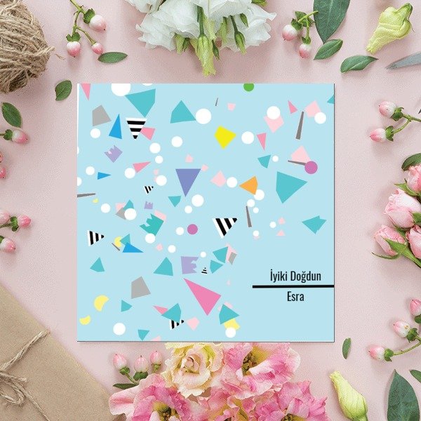 Mavi Renkli Doğum Günü Kartı online tasarla