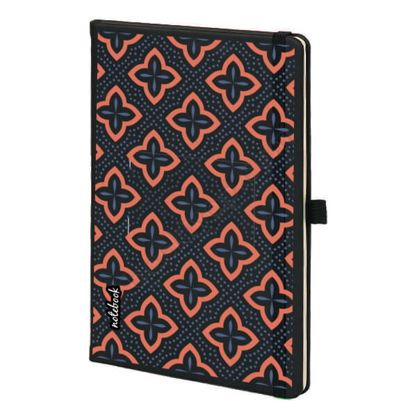 Mavi Turuncu Desenli Siyah Ajanda online tasarla