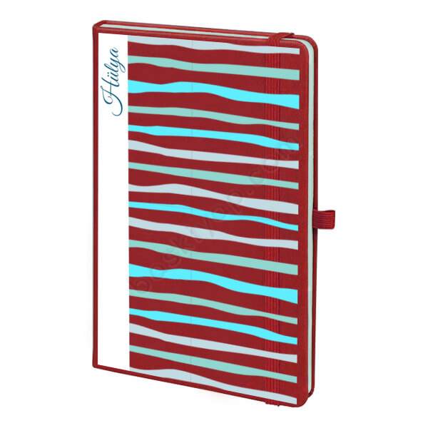 Mavi Yana Çizgili Kırmızı Ajanda online tasarla