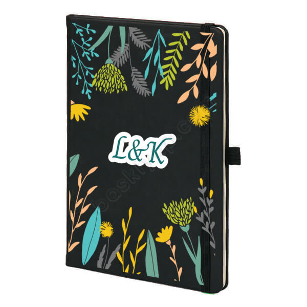 Mavi Yapraklı Siyah Ajanda online tasarla